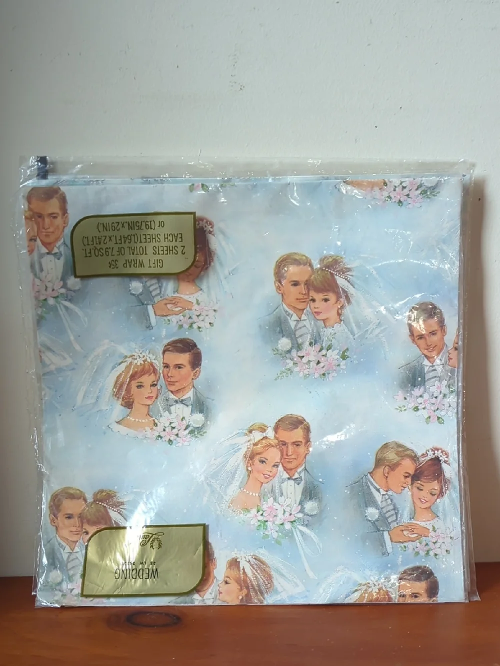 Vintage Wedding Gift Wrap Wrapping Paper In Blues Silvers Whites - Picture 1 of 11